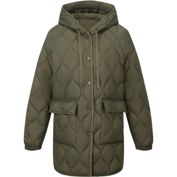 Risissida Women Quilted Jacket Hooded Winter Fashion Lightweight Puffer Coat - Picture 2 of 6